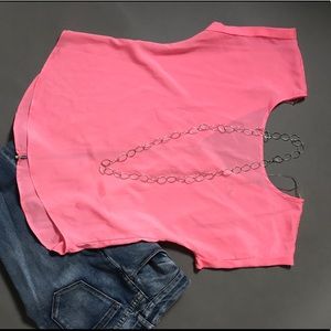 Bright Pink Blouse with Back Zipper